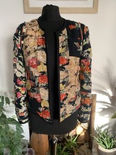 Zara Floral Gathered Patchwork Quilted Jacket - Size Medium - Open Fronted Coat