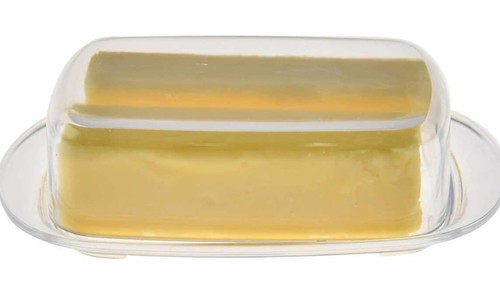 Clear plastic covered butter - covered,