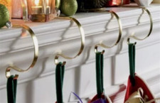 1,2,4,8 GOLD MANTEL CLIPS CHRISTMAS STOCKING HOLDER HOOK FIREPLACE MANTLE HANGER