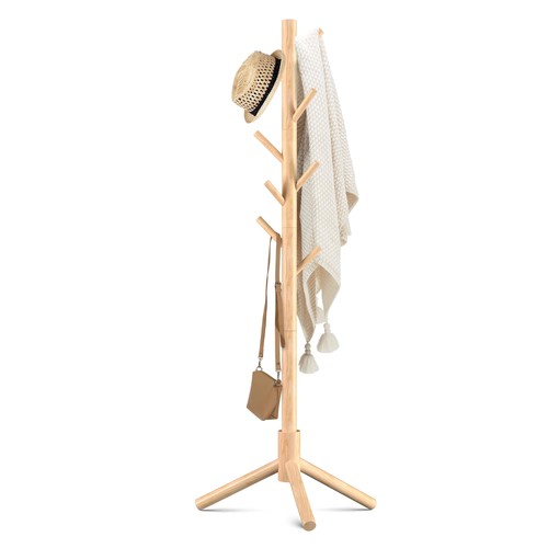 Wooden coat rack stand - 8, hooks