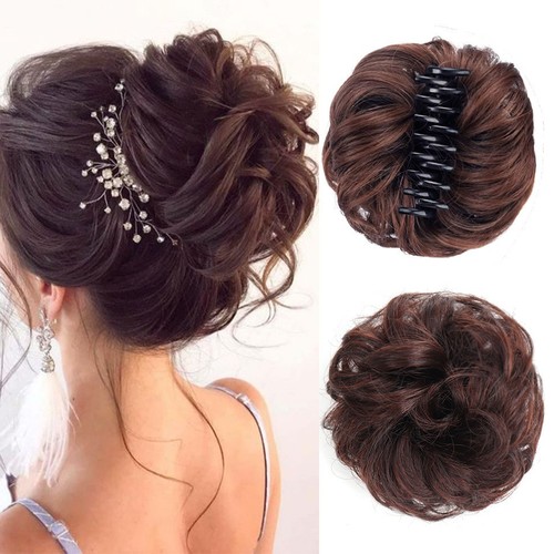 Curly natural messy bun - natural,