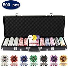 500 Piece Texas Holdem Numbered Poker Chips Set with Case 2 Decks of Cards New