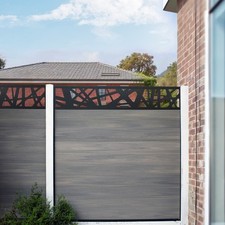 EasyComposite© 6ft Composite Fence Retro Fit Kit in Greige Topper Screen Trellis