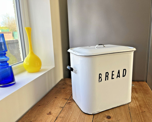 Large antique enamel bread - large,