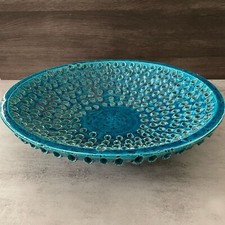 Aldo Londi Bitossi Lacrima Remini Blue 12.5" Ceramic Bowl Italy MCM Vintage RARE