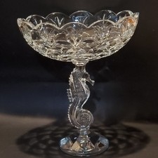 WATERFORD SEAHORSE CRYSTAL PEDESTAL BOWL  12.5" Signed Tom Brennan