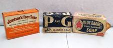 Vintage Bars/Packs of Soap, Johnson's Foot, Blue Barrel and P&G Laundry Soap
