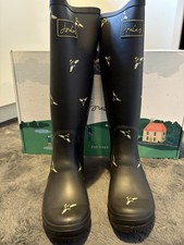 Joules Ladies Black BumbleBee Tall Wellies Size UK 7 Brand New In Box RRP £59.95