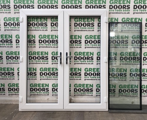 White upvc french doors double - white,