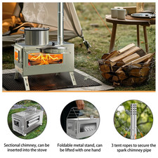 Outdoor Portable Tent Camping Wood Burning Stove with Pipe For Bell Tent Cooking