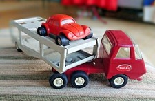 Vintage Tonka Red Trucks 55010 & White Car Transporter Trailer