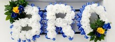 BRO Artificial Silk Funeral Tribute Any 3 Letter Name Flower Wreath MUM NAN DAD