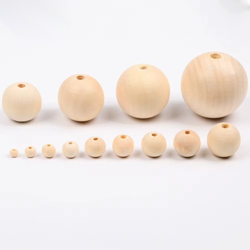 Natural wood beads round - beads,