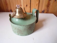 Vintage Hand Held Paraffin Lamp With Burner & Wick NO GLASS Pale Green