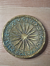 Bronze Empty Pocket Signed Mary Angel Mystical Seal Sun Esoteric Flower