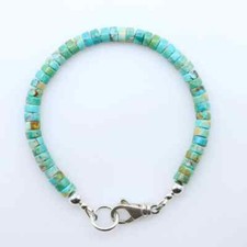 5mm Heishi Bead Arizona Turquoise Bracelet, Blue Green Boho Bohemian Everyday