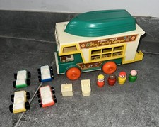 Vintage Fisher Price Little People Play Family Camper Van With Boat & Figures