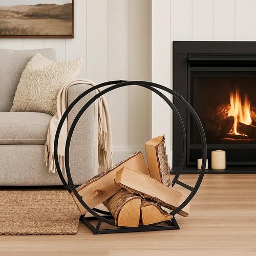 Black metal circular log - black,