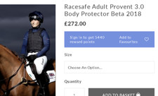 RACESAFE 2018 reg,ADULT MEDIUM TALL Short back Body Protector XC - Compete-comfy