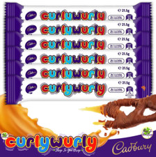 6 CADBURY CURLY WURLY 21.5g BARS✨BB 05/26✨CHEAPEST✨£5.95✨Low Calorie Chocolate✨
