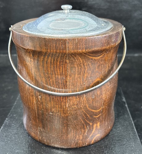 Vintage oak wooden tobacco - wooden, jar