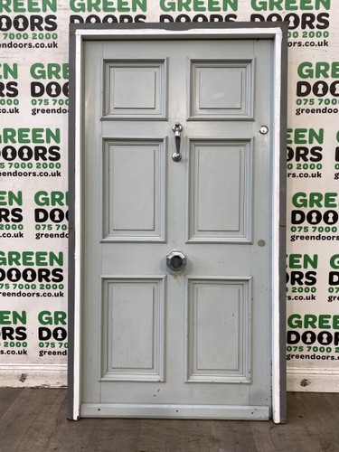 Grey wooden front door - grey,