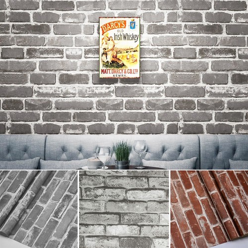 Brick wallpaper gray - wallpaper, gray/red