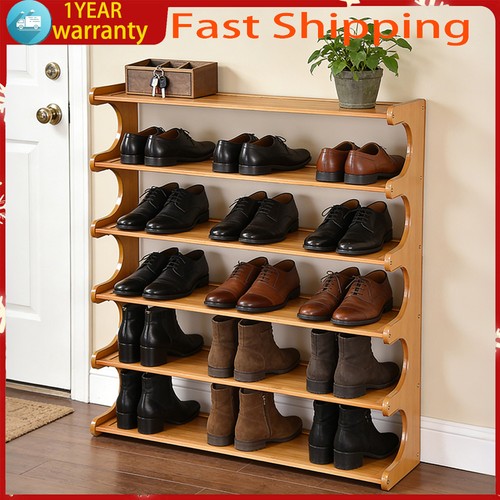 6tier wooden shoe rack stoarge - wooden,