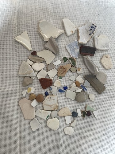 Pottery sea glass - glass, bundle
