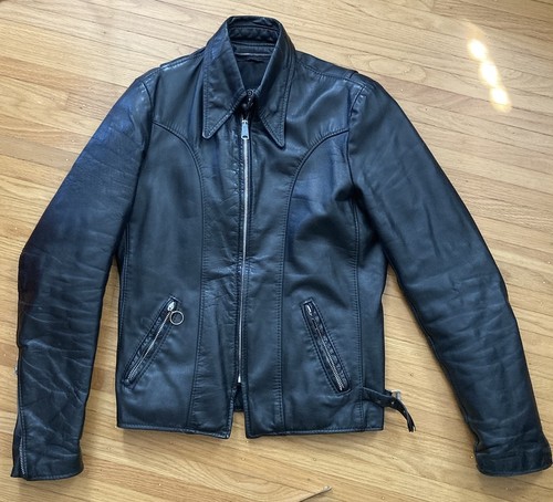 Vtg 70s leather biker - vtg,