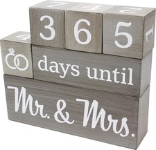 Forever Begins Wedding Countdown Wooden Block Calendar