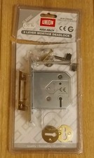 Union Assa Abloy 3 Lever Mortice Deadlock 78mm (3") with a 57mm backset brass