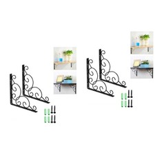 2 Pack Wrought Iron Support Bracket Heavy Duty Shelf Floating Hardware
