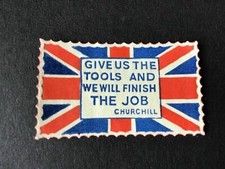 Churchill Give us the tools Vintage  Great Britain motto  label Ref  R28213