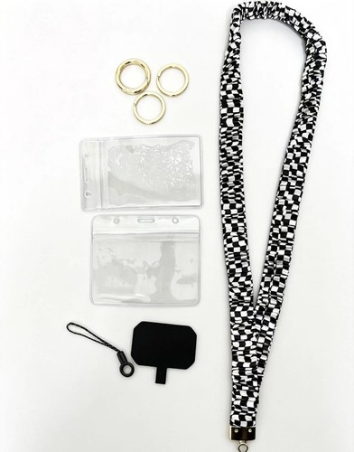 Plaid scrunchie lanyard - plaid,