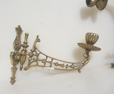 Antique Brass Piano Candle Holders Lights Sconces Old Victorian Art Nouveau 1893