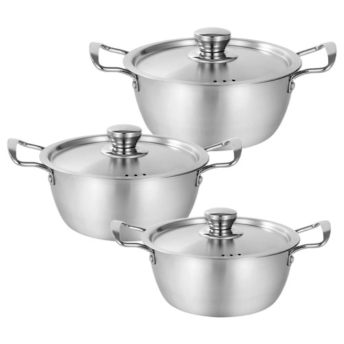 3pcs silver cookware soup pots - 3pcs,