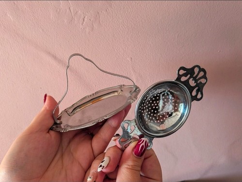 Vintage ornate tea strainer - vintage, &