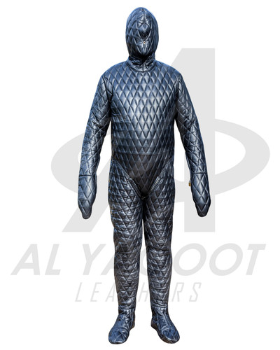 Quilted leather bondage suit - bondage,
