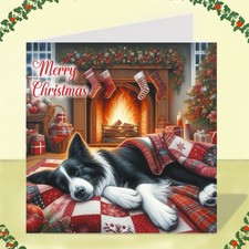 Border Collie Dog Christmas Card, Sheepdog