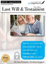Last Will & Testament Home DIY writing pack - NO Solicitor + FREE Probate guide