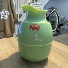 Vintage Thermos Green Jadeite Flask /Pitcher silver Handle 1920’s