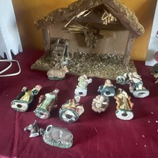 Vintage Nativity Set With porcelain Figures 