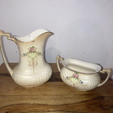 Vintage 1920/30s Crown Ducal, Royal Georgian Open Sugar Bowl and Milk Jug
