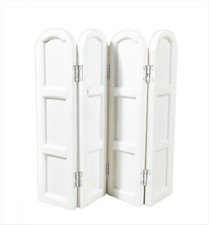 Dolls House White Panel 4 Fold Dressing Screen Room Divider Bedroom Furniture