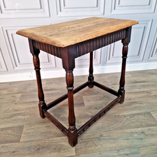 Antique Hall Table Solid Oak Priory Wooden Occasional Console Refectory Side
