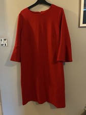 Laura Ashley Red Flared Sleeve Dress Size 14 Excellent Condition