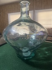 Vintage Hand Blown Green Glass Demijohn Bottle 16 lb Large Carboy Jug Vase 18”