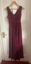 Biba evening/bridesmaid dress size 6, wine colour, long with dipped hem.