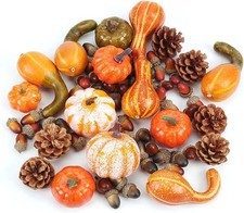 50Pcs Autumn Pumpkins Halloween Decorations Artificial Mini Pumpkins Fake Maple